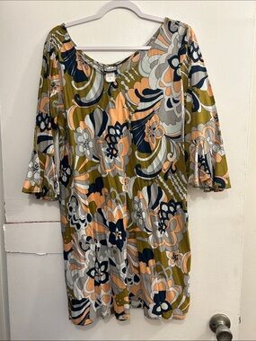 Manuhealii Olive Multi Floral Midi Dress